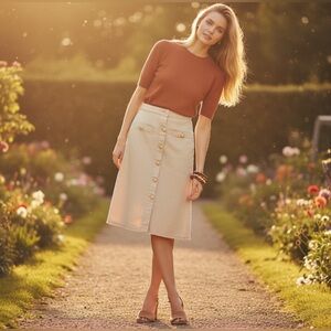 ✨ L'AGENCE ✨ Landry Button Front Midi Skirt
